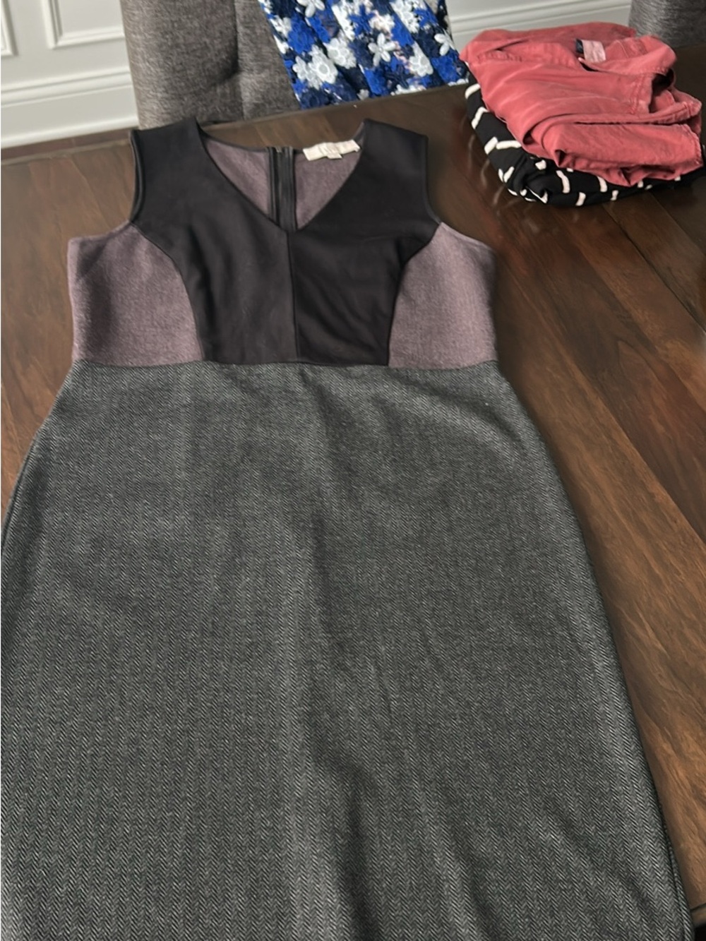 Ann Taylor Loft Sleeveless Colorblock Dress in Black, Mauve and Gray
